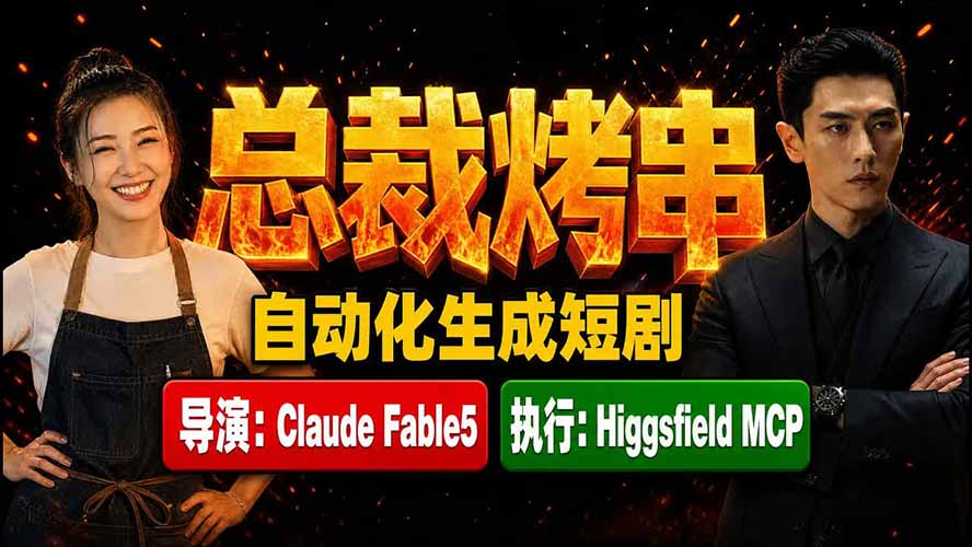 (19541期)《总裁烤串》真人短剧全自动诞生!Claude Fable5 当导演,Higgsfield MCP 执行!-悟空知识星球