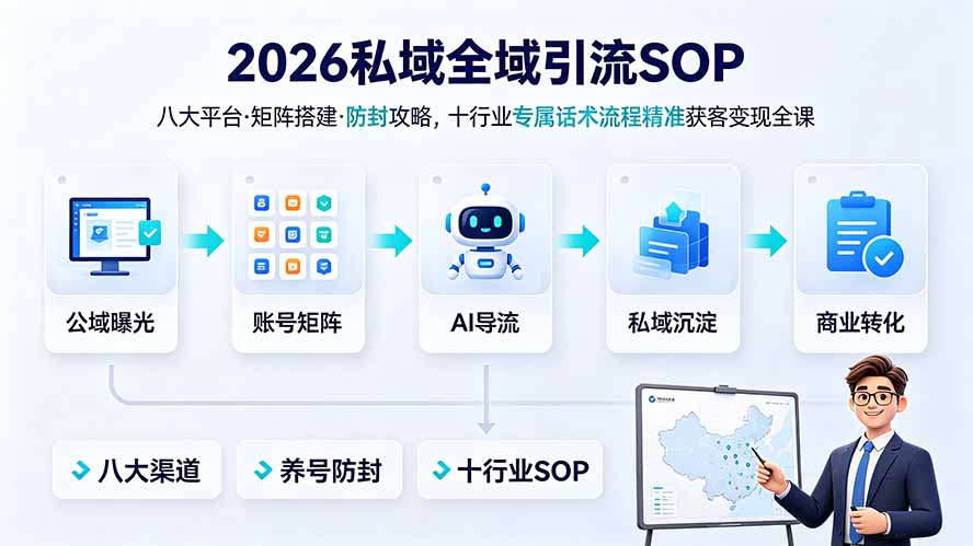（19248期） 2026私域全域引流SOP｜八大平台·矩阵搭建·防封攻略，十行业专属话术流程精准获客变现全课-悟空知识星球