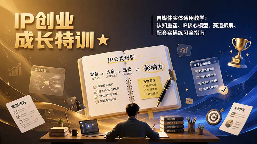 （19567期）IP创业成长特训★自媒体实体通用教学：认知重塑、IP核心模型、赛道拆解、配套实操练习全指南-悟空知识星球