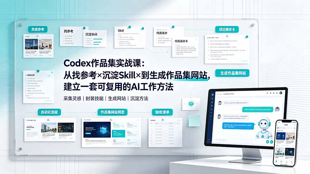 (19361期)Codex作品集实战课:从找参考×沉淀Skill×到生成作品集网站,建立一套可复用的AI工作方法-悟空知识星球