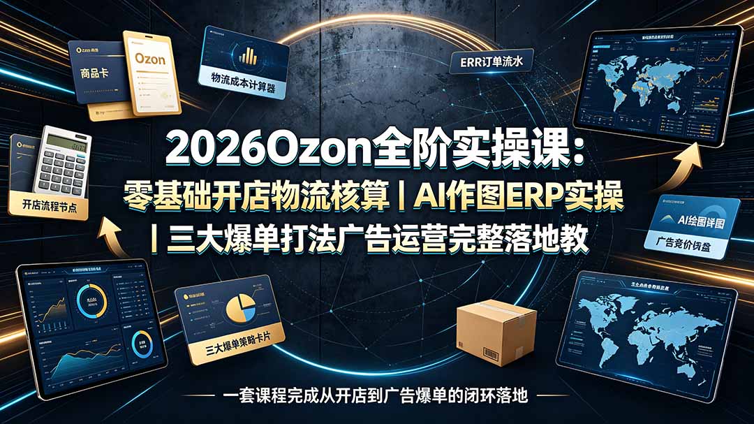 (19400期)2026Ozon全阶实操课:零基础开店物流核算|AI作图ERP实操|三大爆单打法广告运营完整落地教程-悟空知识星球
