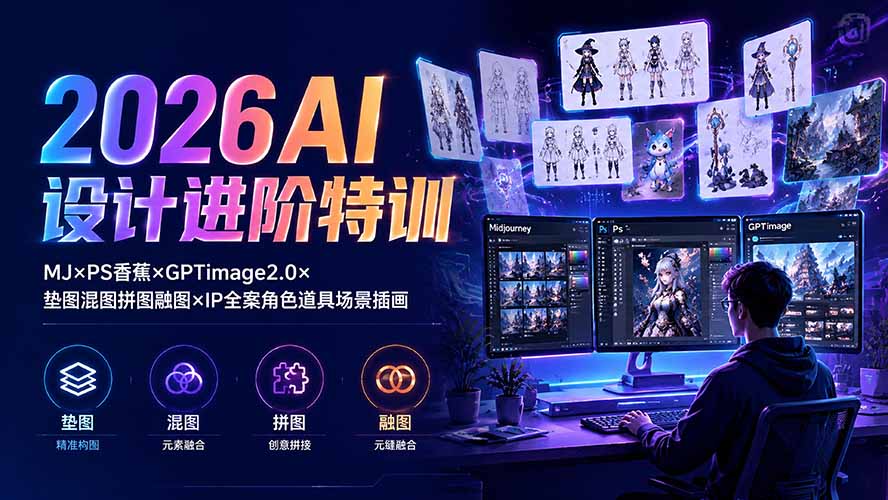 （19569期）2026AI设计进阶特训：MJ×PS香蕉×GPTimage2.0×垫图混图拼图融图×IP全案角色道具场景插画-悟空知识星球