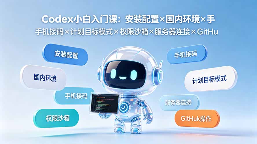 (19402期)Codex小白入门课:安装配置×国内环境×手机接码×计划目标模式×权限沙箱×服务器连接×GitHub操作-悟空知识星球