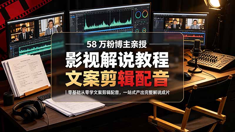 (19160期)58 万粉博主荧幕春秋亲授影视解说教程|零基础从零学文案剪辑配音,一站式产出完整解说成片-悟空知识星球