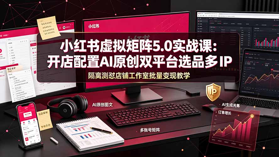 (19521期)小红书虚拟矩阵5.0实战课:开店配置|AI原创|双平台选品|多IP隔离|测怼店铺工作室批量变现实操教学-悟空知识星球