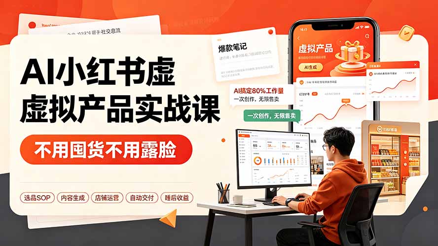 (19314期)AI小红书虚拟产品实战课-更新:不用囤货不用露脸,AI搞定80%工作量,一次创作无限售卖睡后收益-悟空知识星球