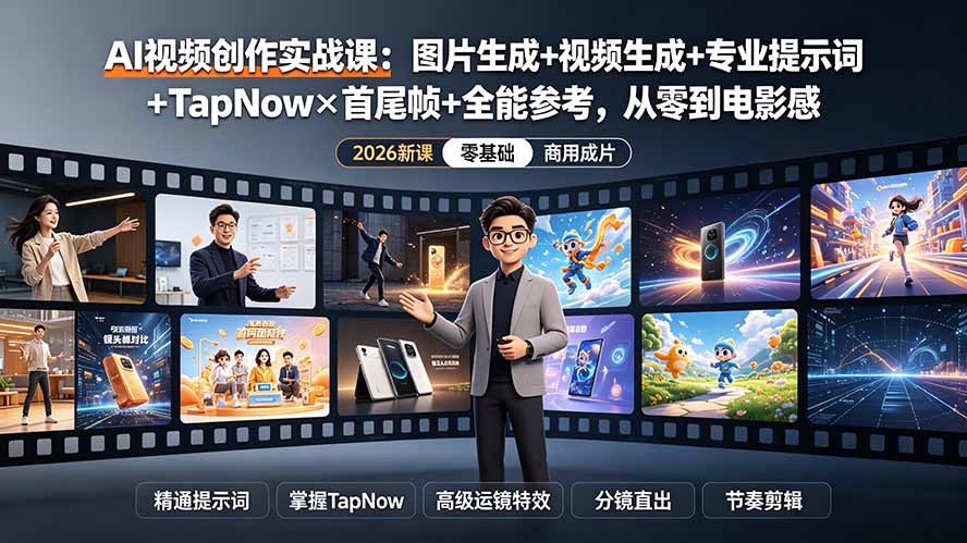 (19383期)AI视频创作实战课:图片生成+视频生成+专业提示词+TapNow×首尾帧+全能参考,从零到电影感成片-悟空知识星球