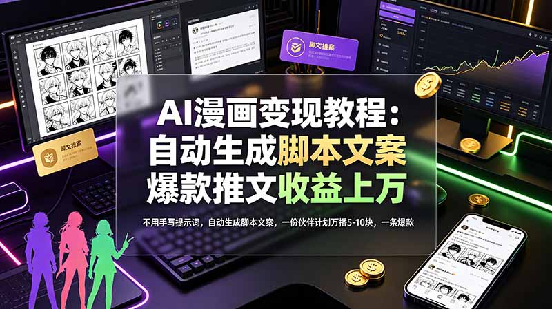 （19170期）AI漫画变现教程：不用手写提示词，自动生成脚本文案，一份伙伴计划万播5-10块，一条爆款推文收益上万-悟空知识星球