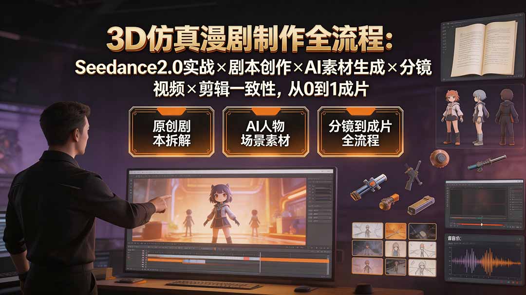 (19341期)3D仿真漫剧制作全流程:Seedance2.0实战×剧本创作×AI素材生成×分镜视频×剪辑一致性,从0到1成片-悟空知识星球