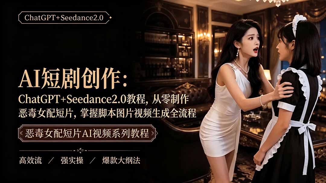 (19545期)AI短剧创作:ChatGPT+Seedance2.0教程,从零制作恶毒女配短片,掌握脚本图片视频生成全流程-悟空知识星球