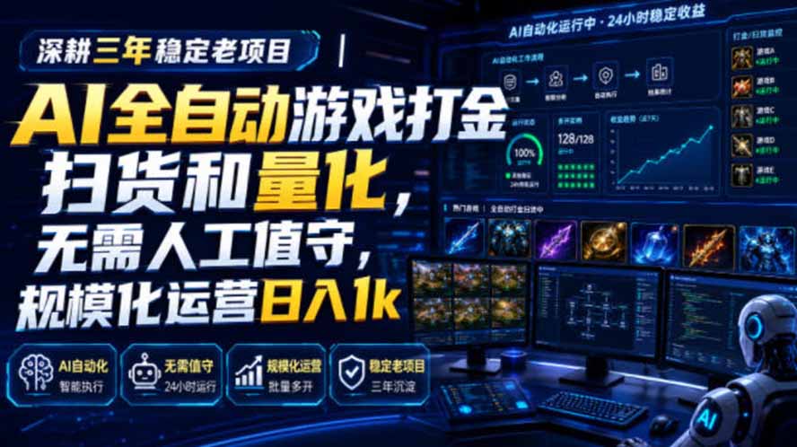 (19576期)AI全自动游戏打金扫货和量化,规模化运营日入1k,深耕三年稳定老项目!-悟空知识星球