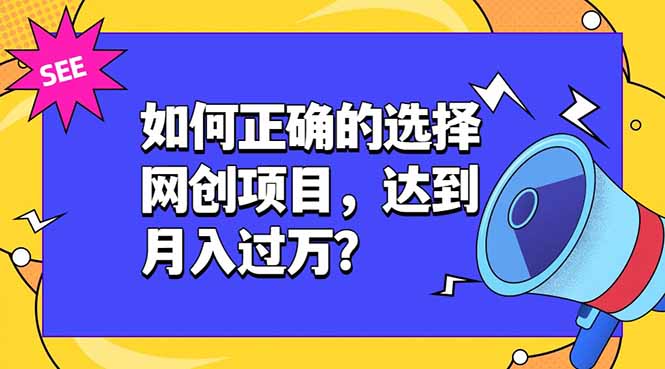 (19176期)如何正确的选择网创项目,达到月入过万?,本课程教你正确选择项目。-悟空知识星球