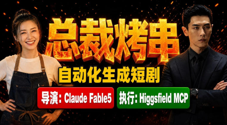Claude Fable5担任导演+Higgsfield MCP落地执行｜《总裁烤串》真人质感短剧全自动AI生成全流程教学-悟空知识星球