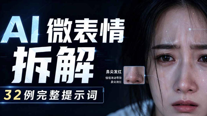 AI微表情拆解提示词合集，精准调控AI角色表情，可直接复用，0基础也能调出影视级表情变化-悟空知识星球