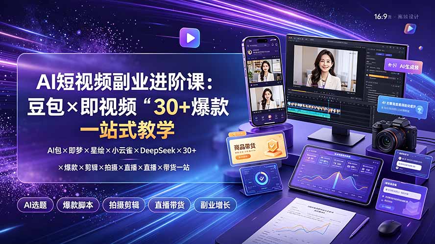 (19458期)AI短视频副业进阶课:豆包×即梦×星绘×小云雀×DeepSeek×30+爆款×剪辑×拍摄×直播×带货一站式教学-悟空知识星球