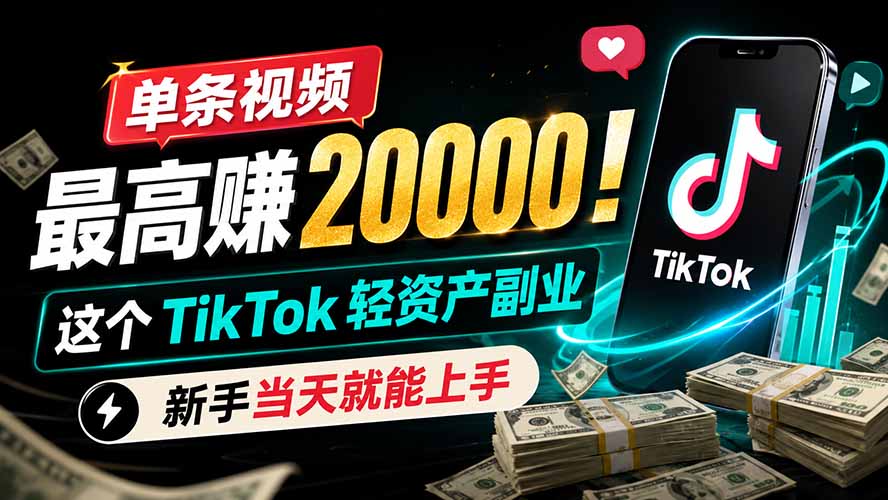 （19457期）单条视频最高赚 20000！这个 TikTok 轻资产副业，新手当天就能上手-悟空知识星球