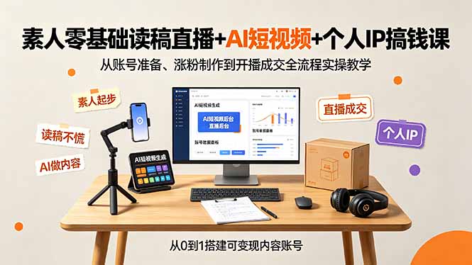 （19232期）素人零基础读稿直播+AI短视频+个人IP搞钱课，从账号准备、涨粉制作到开播成交全流程实操教学-悟空知识星球