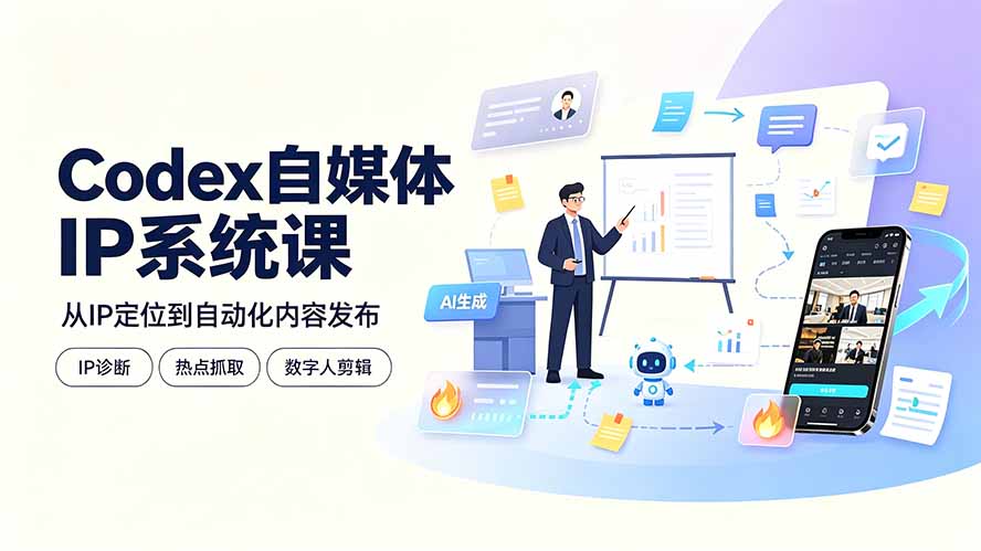 (19258期)Codex自媒体IP系统课:IP诊断/热点抓取/IP蒸馏 Skill,爆款复刻数字人多平台自动发布教程-悟空知识星球