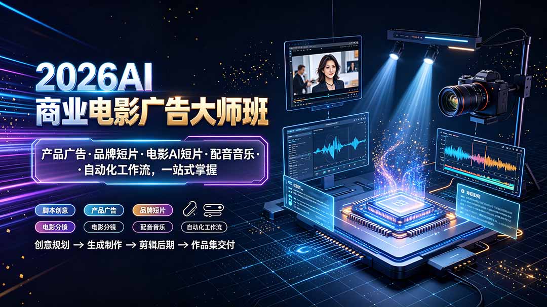 (19303期)2026AI商业电影广告大师班:产品广告·品牌短片·电影AI短片·配音音乐·自动化工作流,一站式掌握-悟空知识星球
