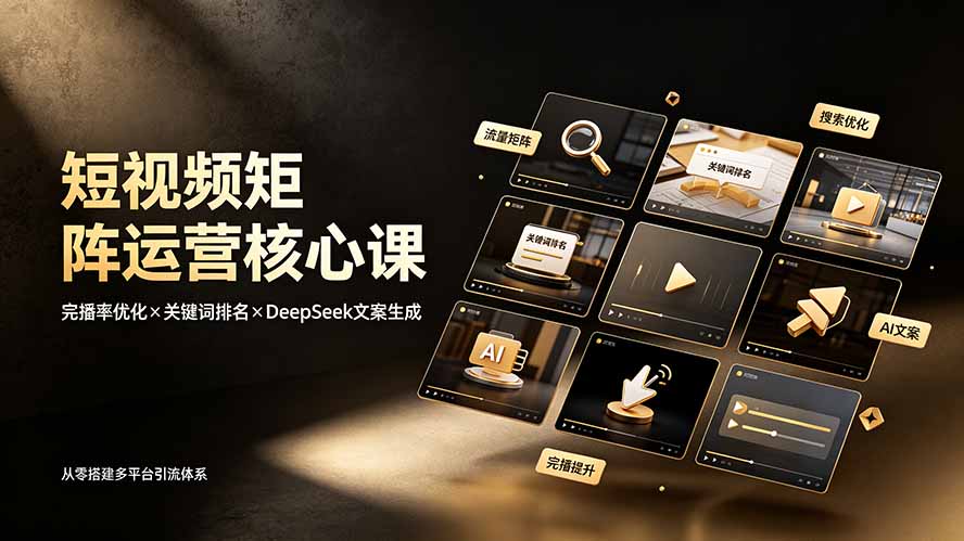 (19259期)短视频矩阵运营核心课:完播率优化×关键词排名×DeepSeek文案生成,从零搭建多平台引流体系-悟空知识星球