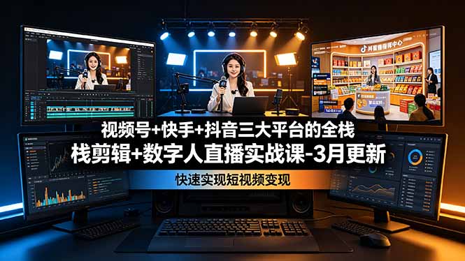 （19146期）视频号+快手+抖音三大平台的全栈剪辑+数字人直播实战课-3月更新：快速实现短视频变现-悟空知识星球