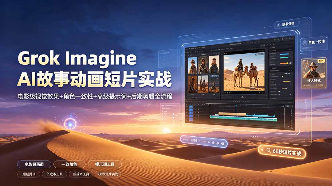 （19305期）Grok Imagine AI故事动画短片实战：电影级视觉效果+角色一致性+高级提示词+后期剪辑全流程-悟空知识星球