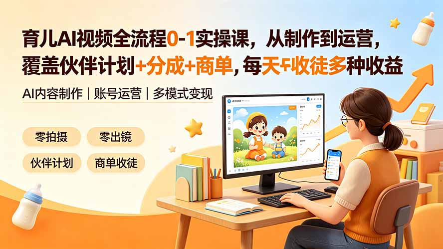 (19236期)育儿AI视频全流程0-1实操课,从制作到运营,覆盖伙伴计划+分成+商单+收徒多种收益,每天500+收益-悟空知识星球