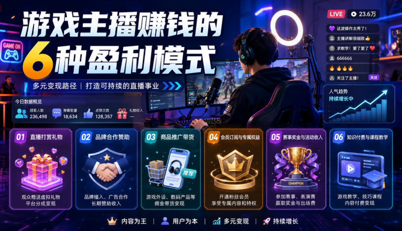 付费文章：游戏主播賺钱的6种盈利模式-悟空知识星球