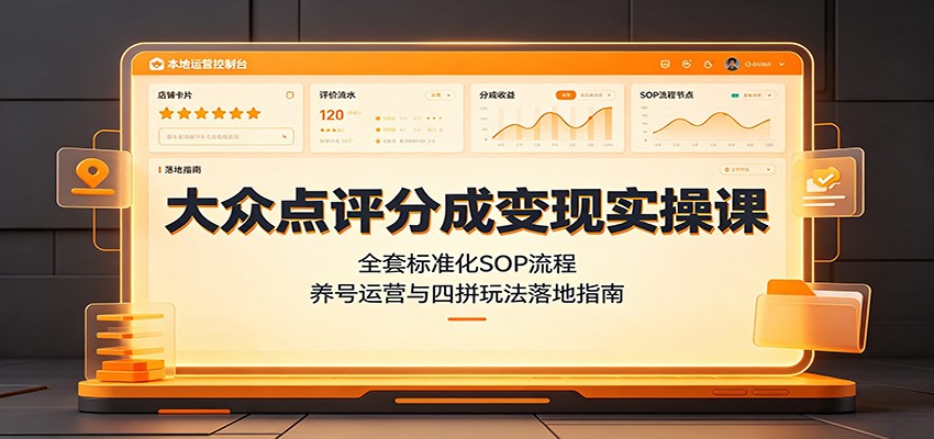 大众点评分成变现实操课:全套标准化SOP流程,养号运营与四拼玩法落地指南-悟空知识星球