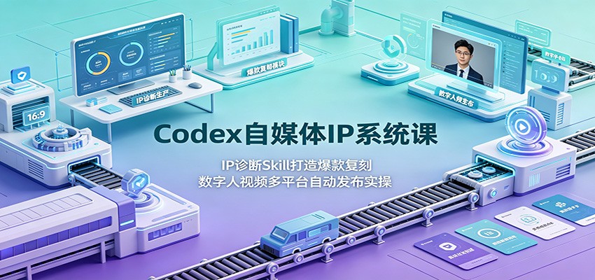 Codex自媒体IP系统课：IP诊断Skill打造爆款复刻，数字人视频多平台自动发布实操-悟空知识星球