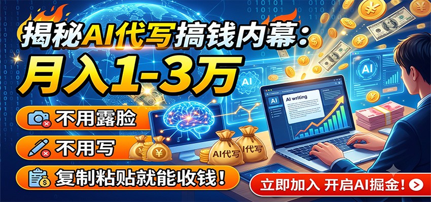 揭秘AI代写搞钱内幕:月入1-3万,不用露脸不用写,复制粘贴就能收钱!-悟空知识星球