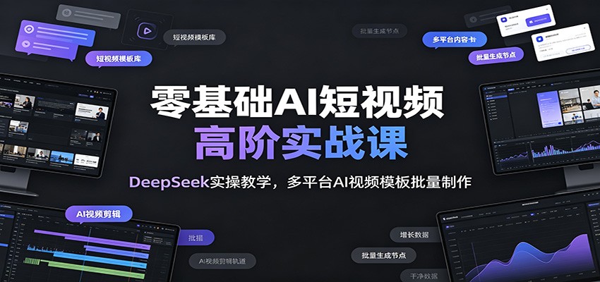 零基础AI短视频高阶实战课：DeepSeek实操教学，多平台AI视频模板批量制作-悟空知识星球