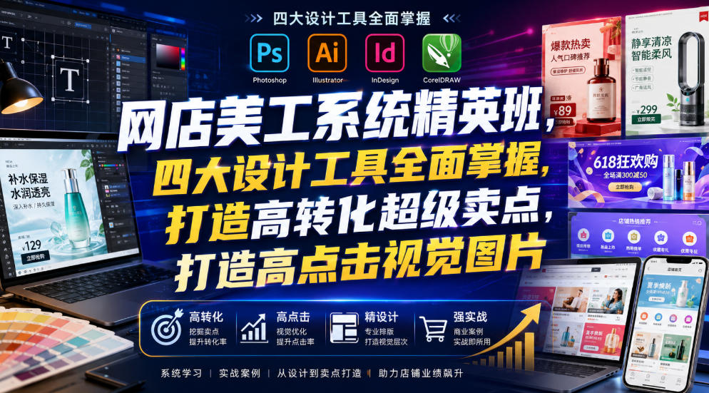 网店美工系统精英班,四大设计工具全面掌握,打造高转化超级卖点,打造高点击视觉图片(2026年7月)-悟空知识星球
