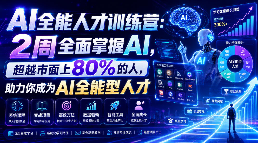 AI全能人才训练营：2周全面掌握AI，超越市面上80%的人，助力你成为AI全能型人才-悟空知识星球