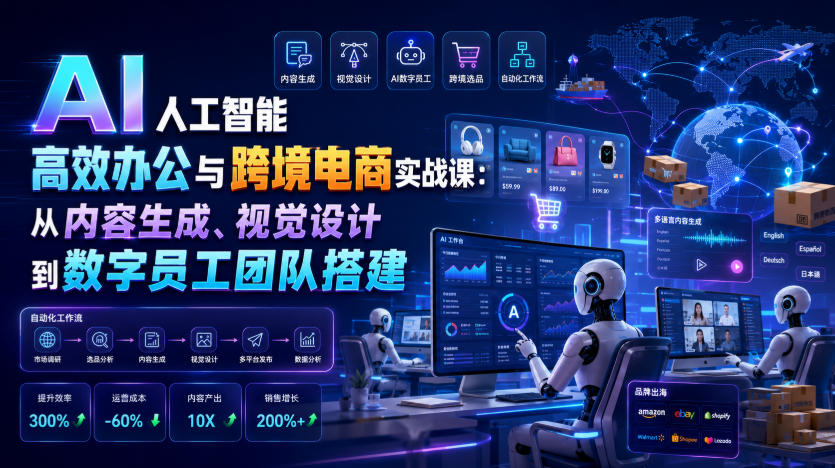 AI人工智能高效办公与跨境电商实战课:从内容生成、视觉设计到数字员工团队搭建-悟空知识星球