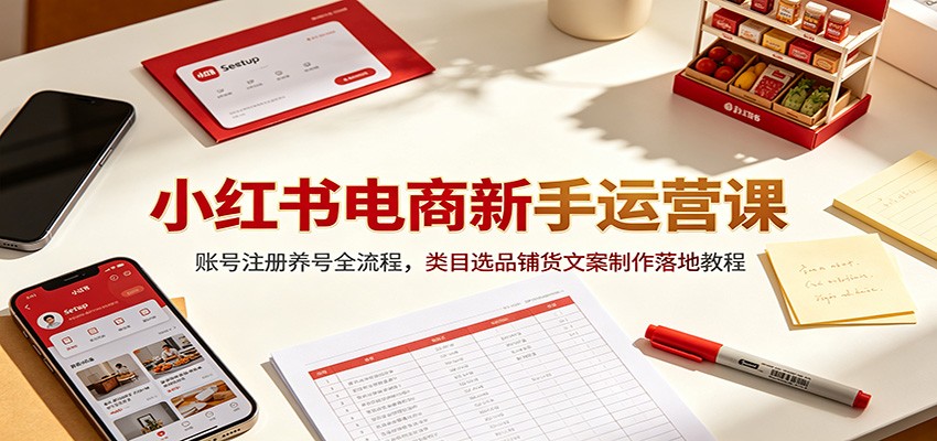 小红书电商新手运营课：账号注册养号全流程，类目选品铺货文案制作落地教程-悟空知识星球