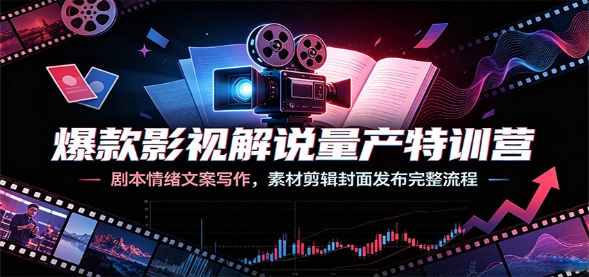 爆款影视解说量产特训营：剧本情绪文案写作，素材剪辑封面发布完整流程-悟空知识星球