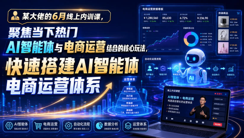 某大佬的6月线上内训课，聚焦当下热门AI智能体与电商运营结合的核心玩法，快速搭建AI智能体电商运营体系-悟空知识星球