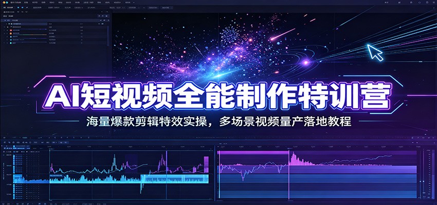 AI短视频全能制作特训营：海量爆款剪辑特效实操，多场景视频量产落地教程-悟空知识星球
