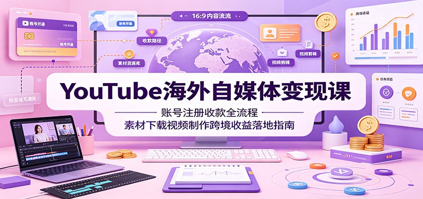 YouTube海外自媒体变现课：账号注册收款全流程，素材下载视频制作跨境收益落地指南-悟空知识星球