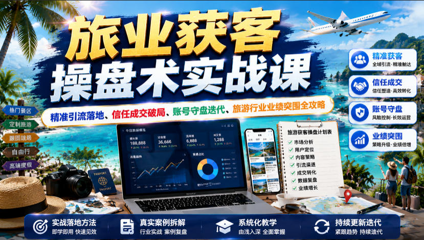旅业获客操盘术实战课｜精准引流落地、信任成交破局、账号守盘迭代、旅游行业业绩突围全攻略-悟空知识星球