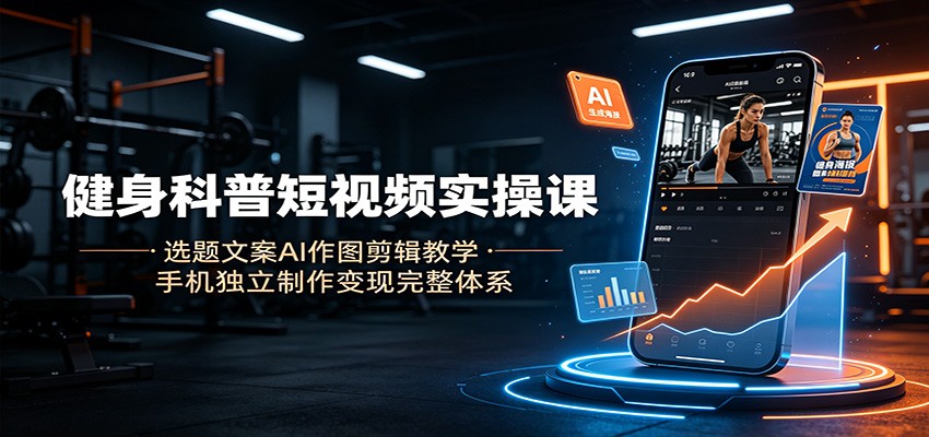 健身科普短视频实操课:选题文案AI作图剪辑教学,手机独立制作变现完整体系-悟空知识星球