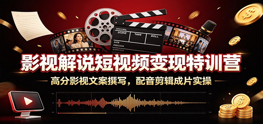 影视解说短视频变现特训营：高分影视文案撰写，配音剪辑成片实操-悟空知识星球