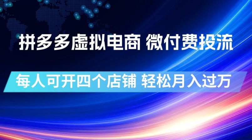 拼多多虚拟电商,微付费投流玩法,每人可开四个店,轻松月入过1W【揭秘】-悟空知识星球