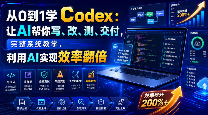 从0到1学Codex：让AI帮你写、改、测、交付，完整系统教学，利用AI实现效率翻倍-悟空知识星球