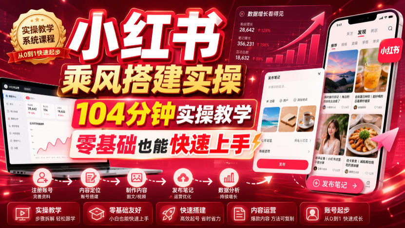 小红书乘风搭建实操,104分钟实操教学,零基础也能快速上手-悟空知识星球