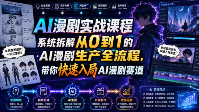 AI漫剧实战课程,系统拆解从0到1的AI漫剧生产全流程,带你快速入局AI漫剧赛道-悟空知识星球