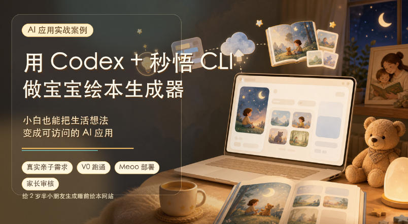 AI应用实战案例，用Codex+秒悟CLl做宝宝绘本生成器，小白也能把生活想法变成可访问的AI应用-悟空知识星球