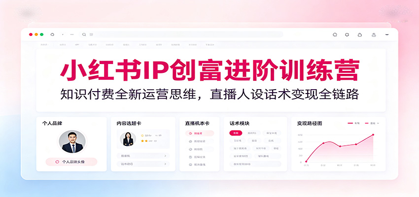 小红书IP创富进阶训练营:知识付费全新运营思维,直播人设话术变现全链路-悟空知识星球