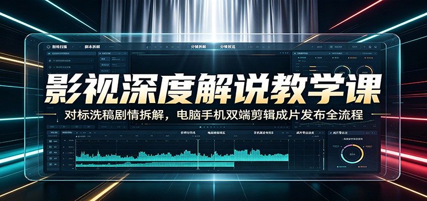 影视深度解说教学课:对标洗稿剧情拆解,电脑手机双端剪辑成片发布全流程-悟空知识星球